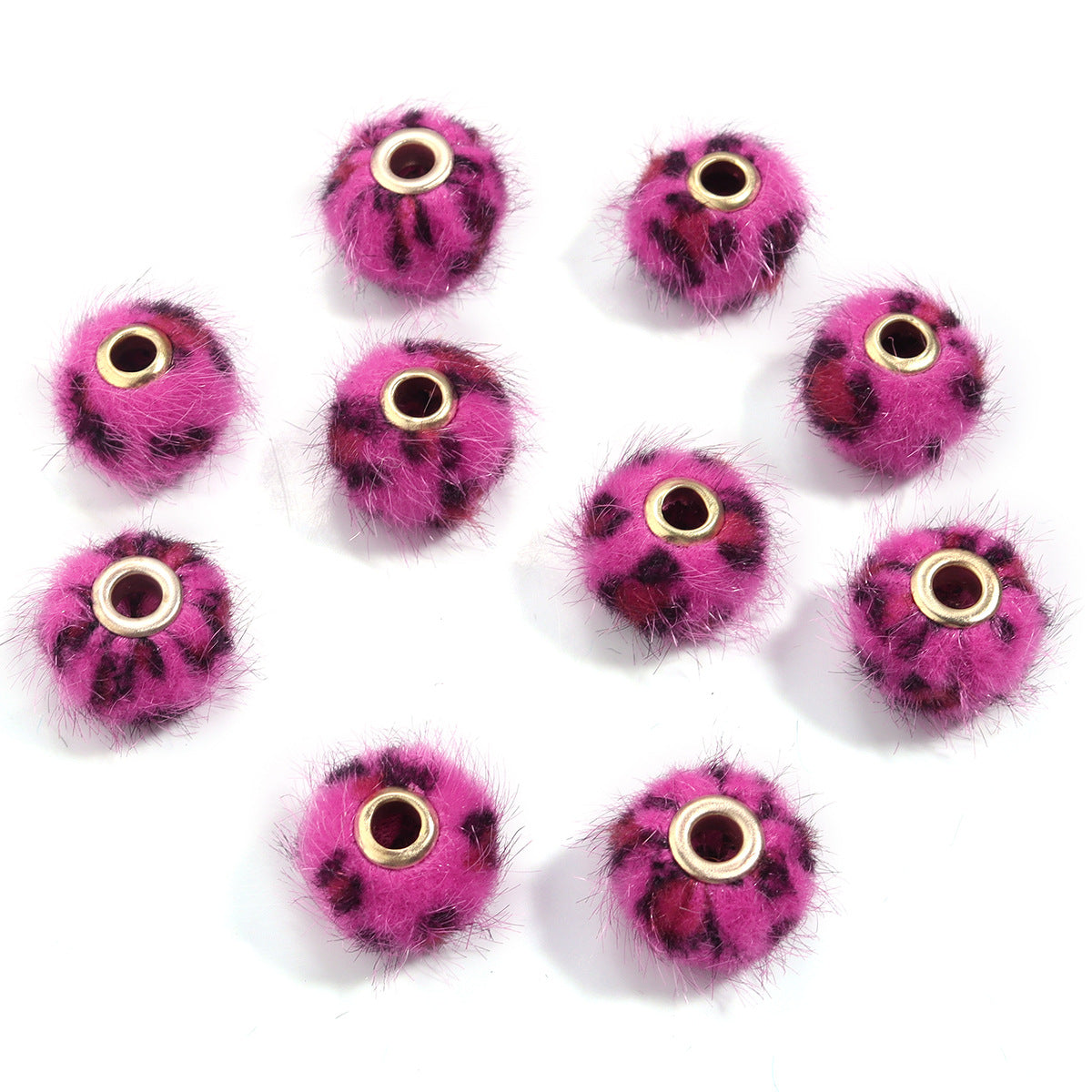 Wholesale 10PCS Leopard Print Plush Straight Hole Spacer Beads